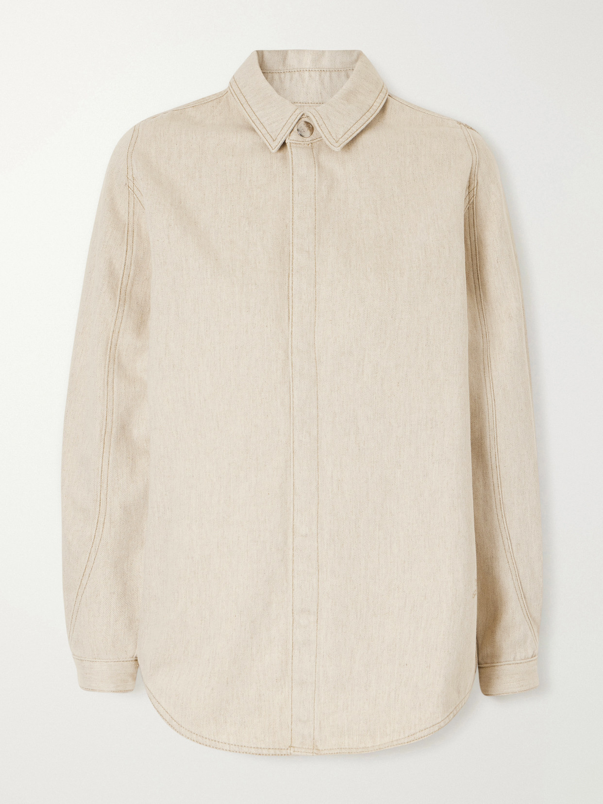 Jacquemus La Chemise Amelo De-nîmes Cotton And Hemp-blend Shirt In Neutral