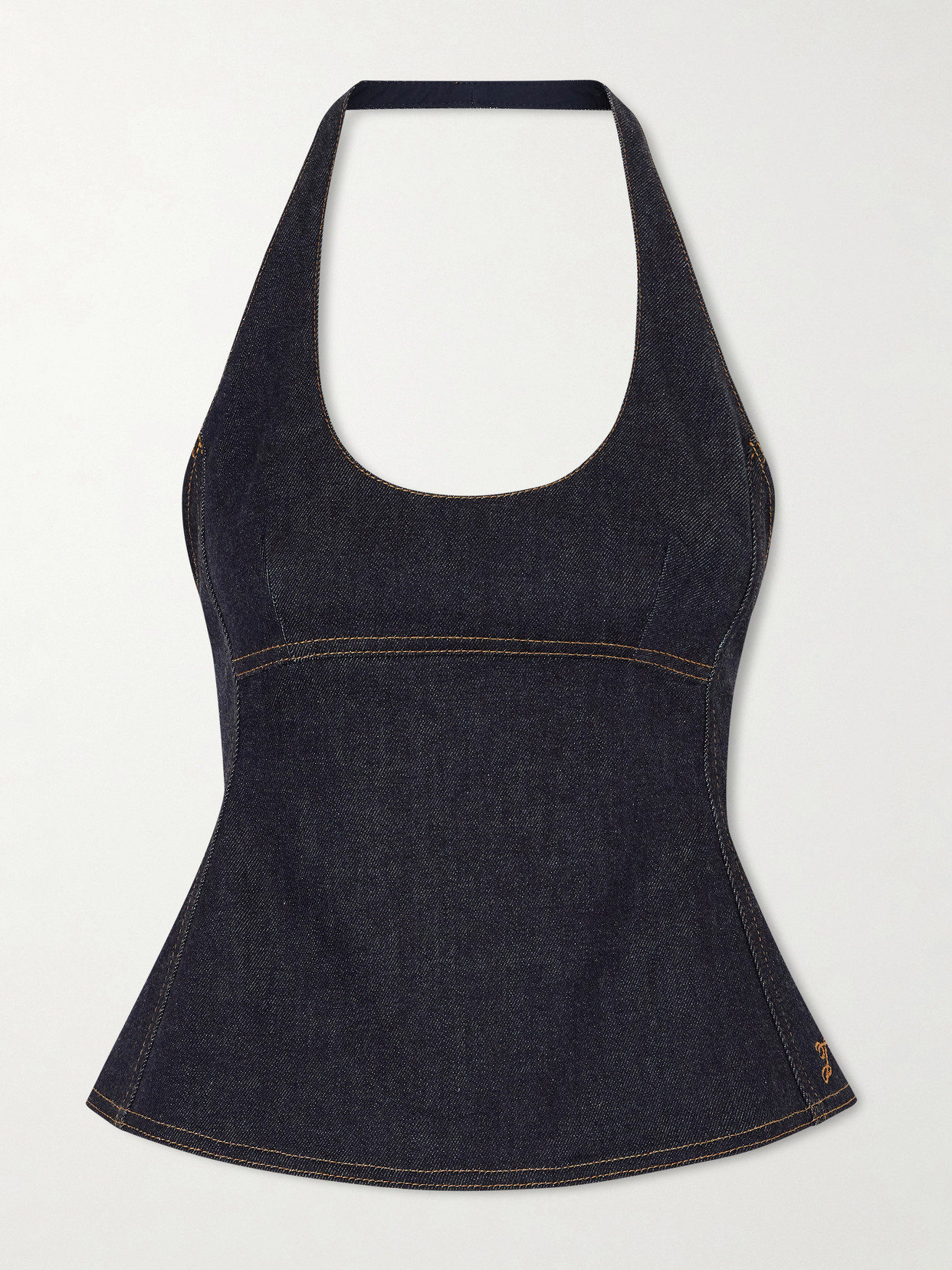 Jacquemus Lavoir Denim Halterneck Top In Blue