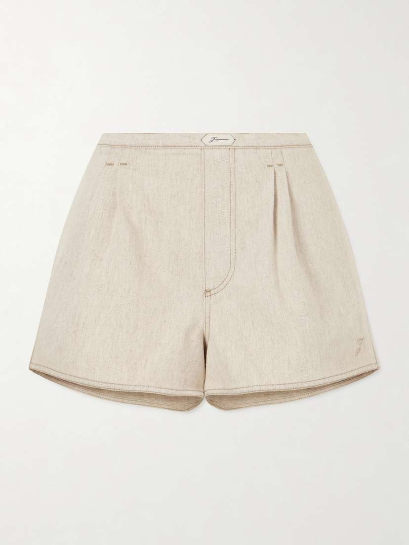 Jacquemus De-nîmes Amelo Pleated Cotton And Hemp-blend Shorts