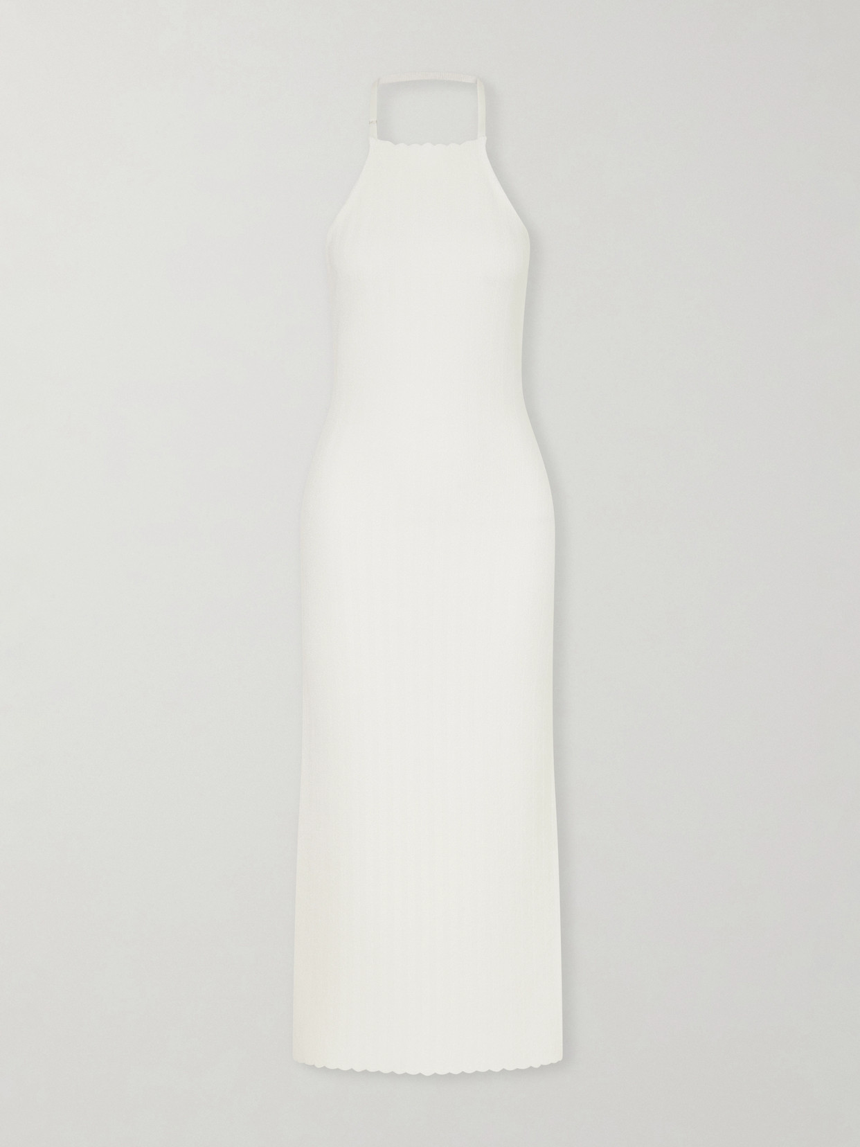 Jacquemus Tablier Midi Knit Dress In White