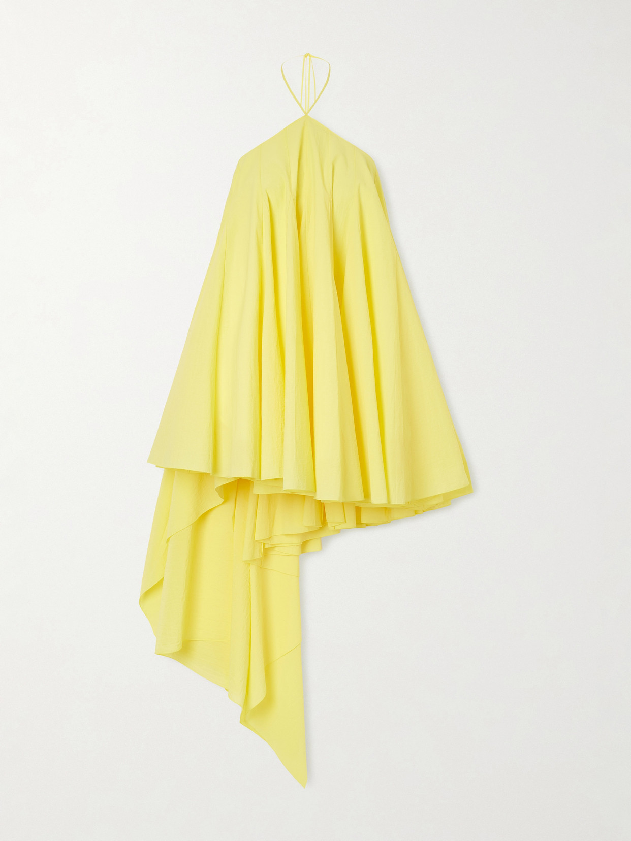 Jacquemus Courte Asymmetric Cotton-blend Crepon Halterneck Dress In Yellow
