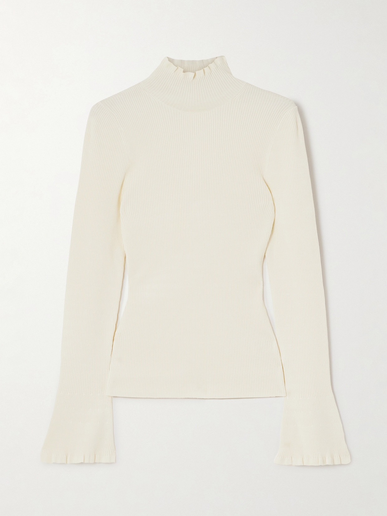 Proenza Schouler White Label Phyllis Striped Ribbed-knit Turtleneck Sweater In White