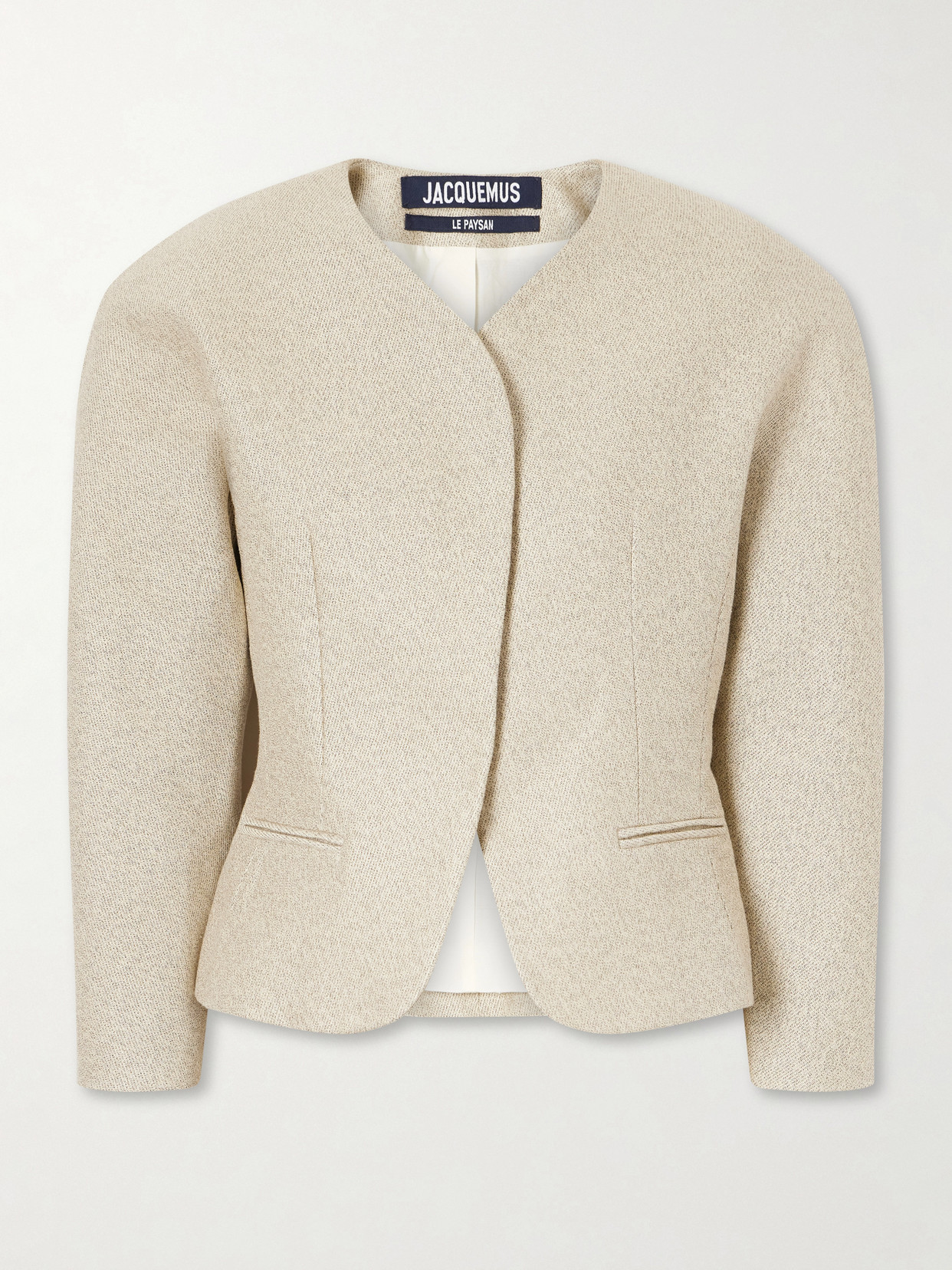 Jacquemus La Petite Veste Ovalo Cotton And Linen-blend Blazer In Neutral