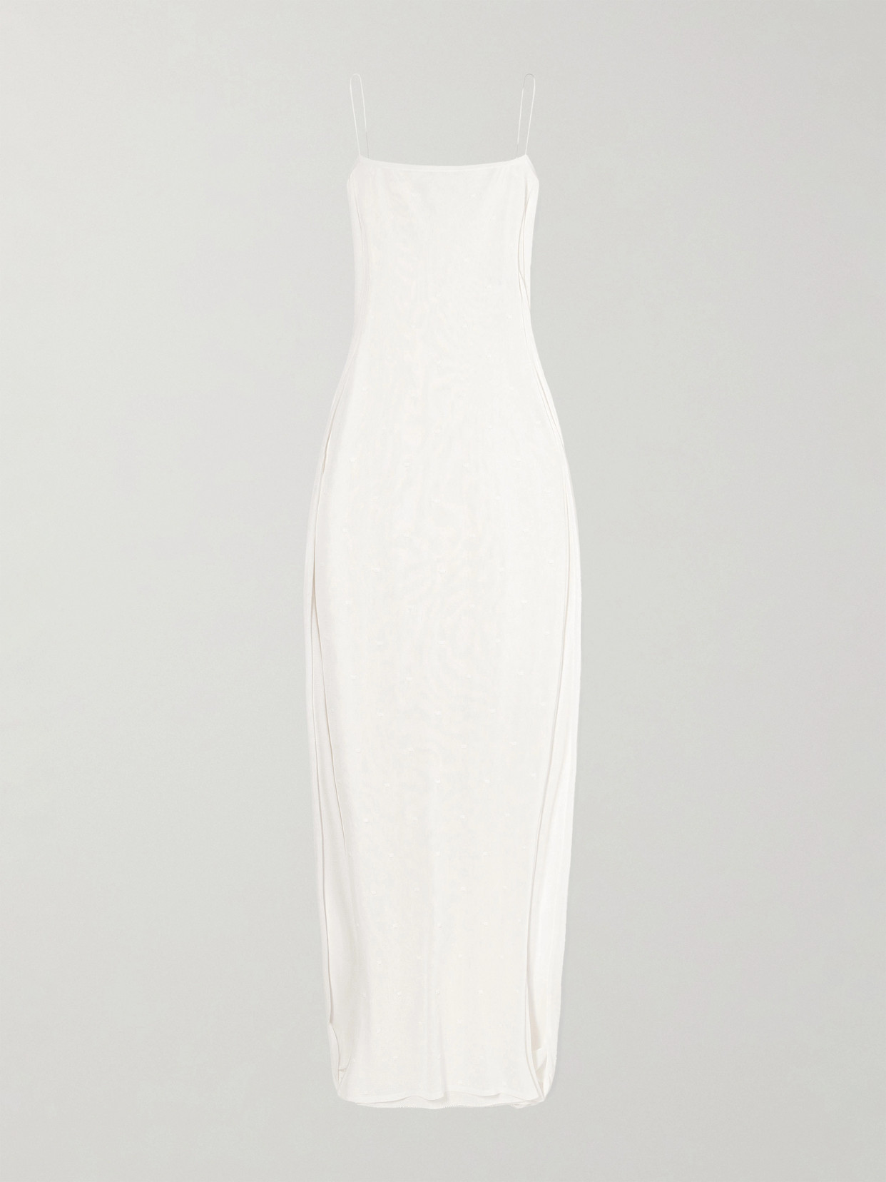 Jacquemus The Plumetis Knitted Maxi Dress In White