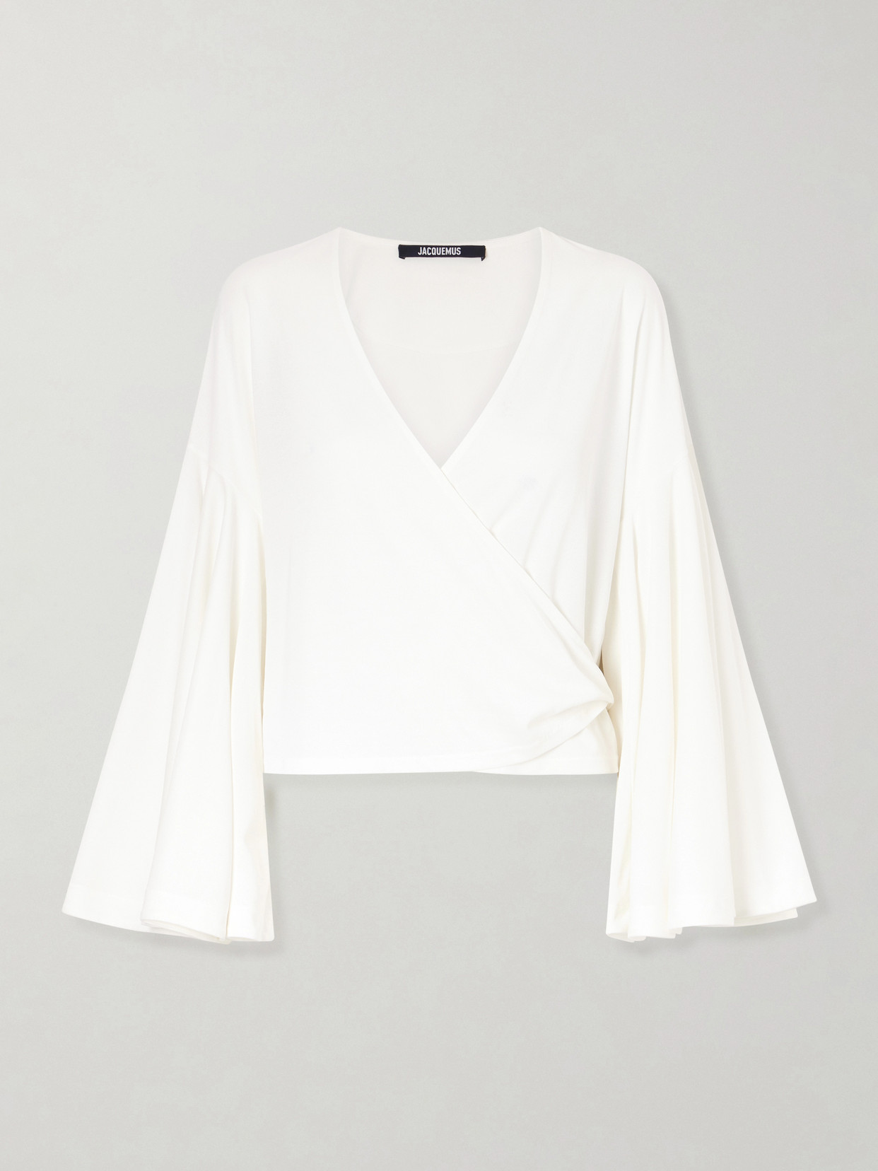Jacquemus The Ventadou Paper-blend Wrap Top In White