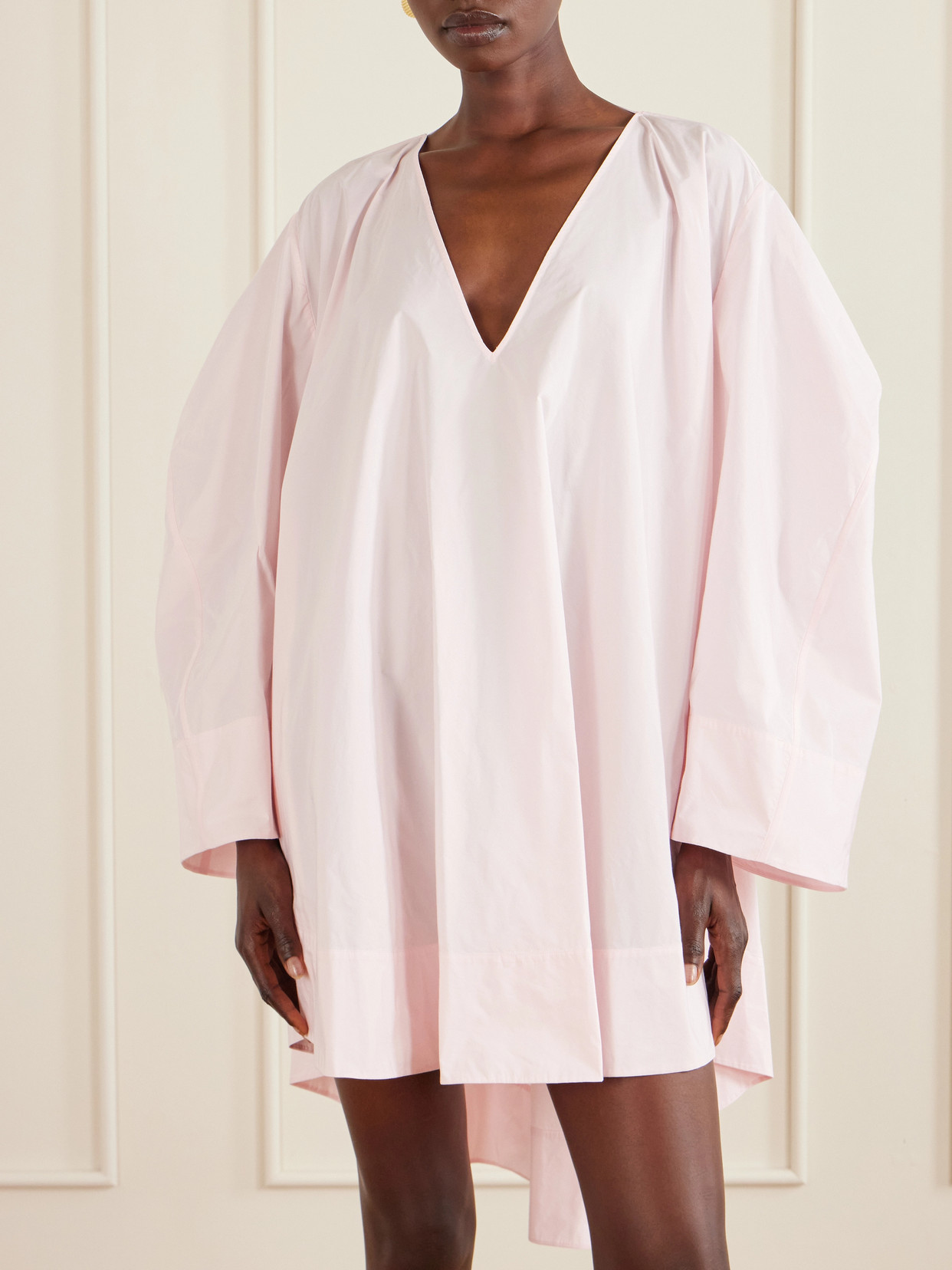 Jacquemus Paysan Oversized Cotton-blend Mini Dress In Pink