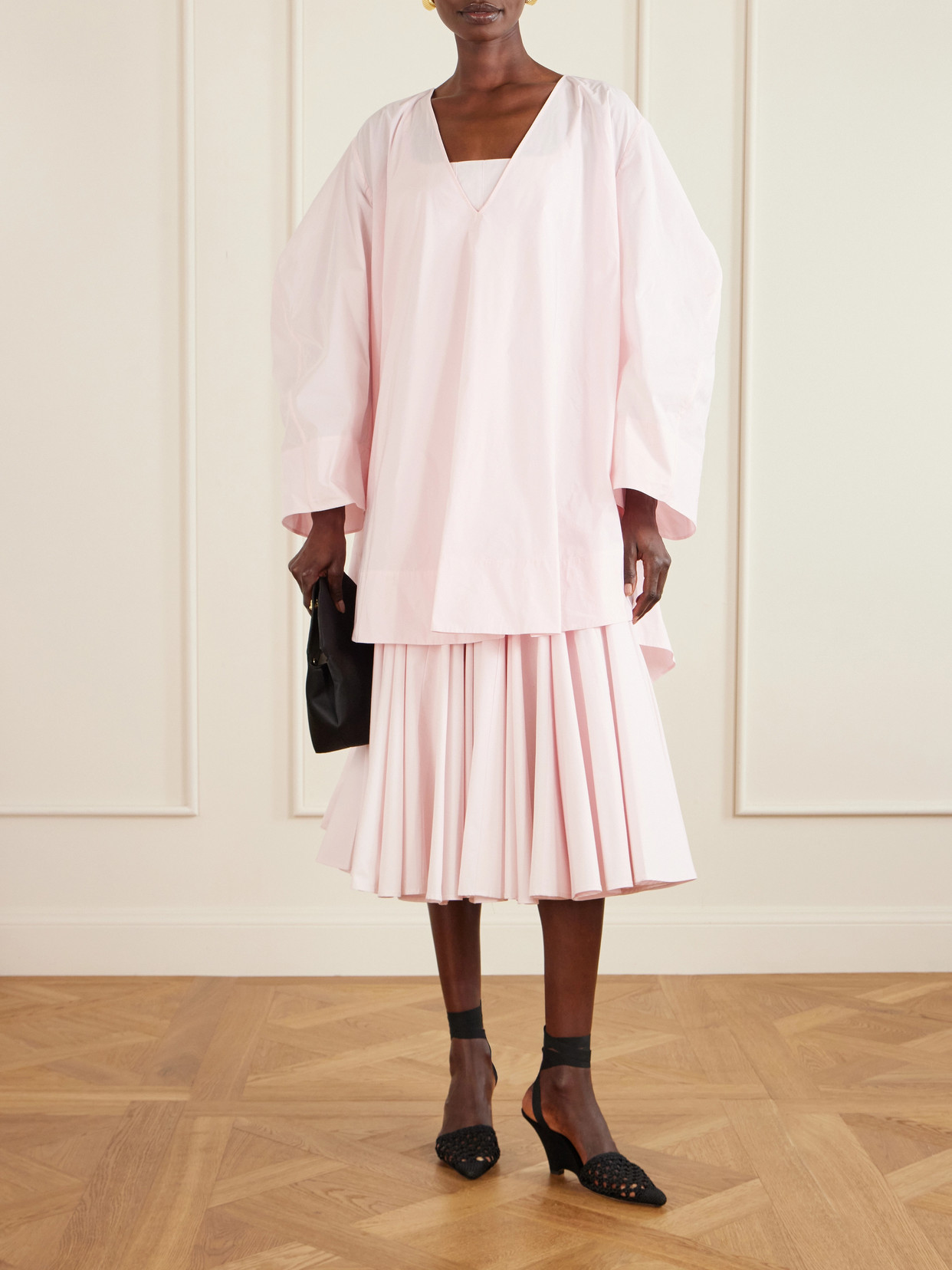 Jacquemus Paysan Oversized Cotton-blend Mini Dress In Pink