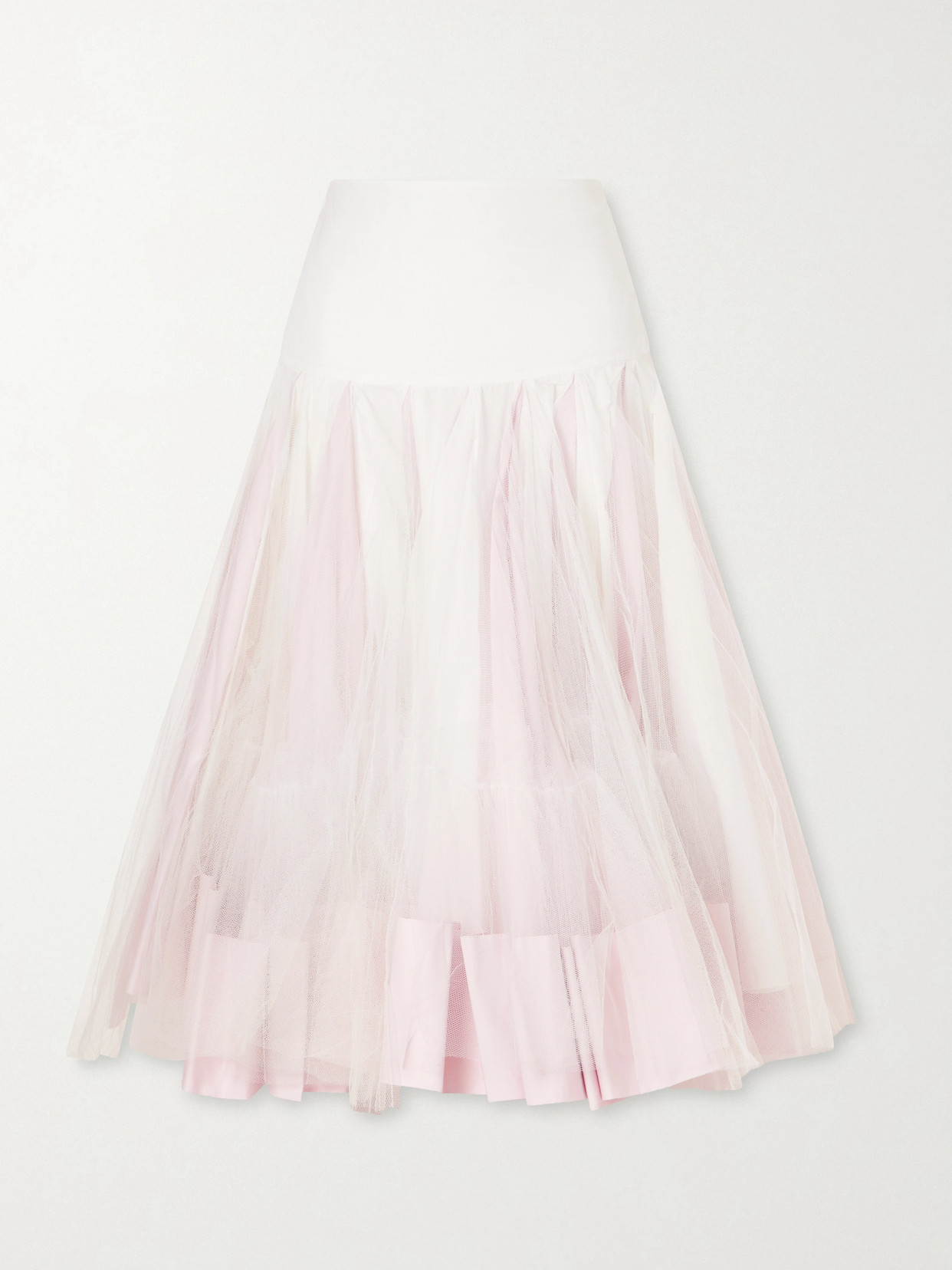 Jacquemus La Jupe Mireio Pleated Cotton-trimmed Tulle Midi Skirt In Pink