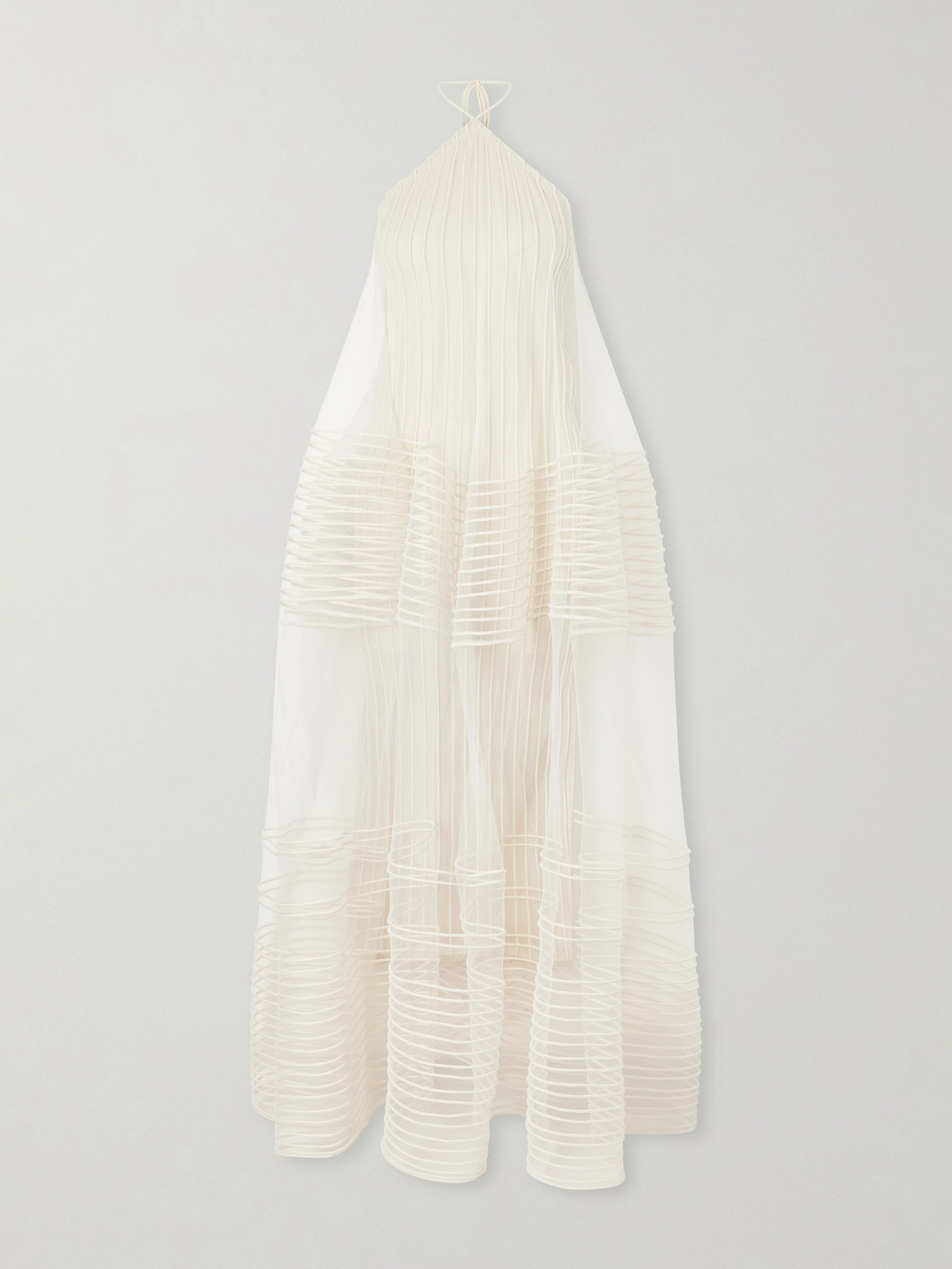 Jacquemus Epi Embroidered Tulle Maxi Dress In Neutral