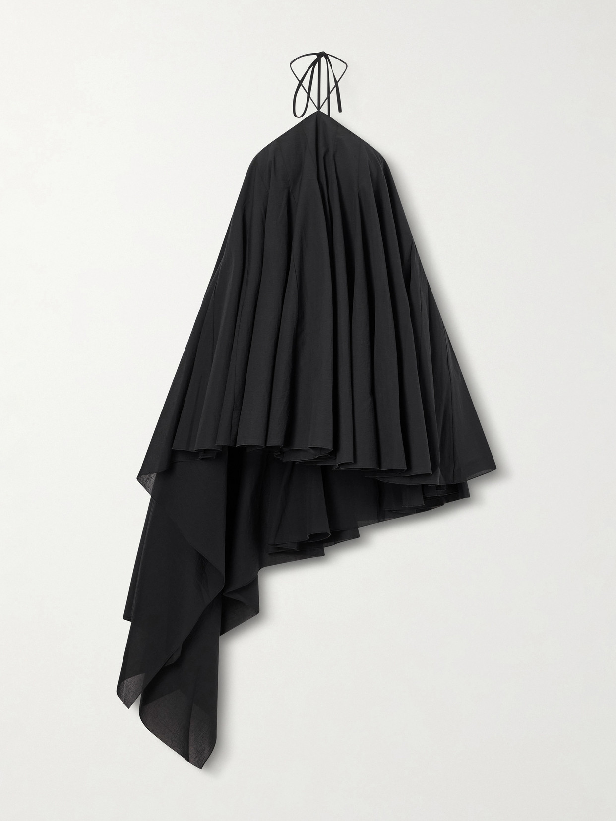 Jacquemus Courte Asymmetric Cotton-blend Crepon Halterneck Dress In Black