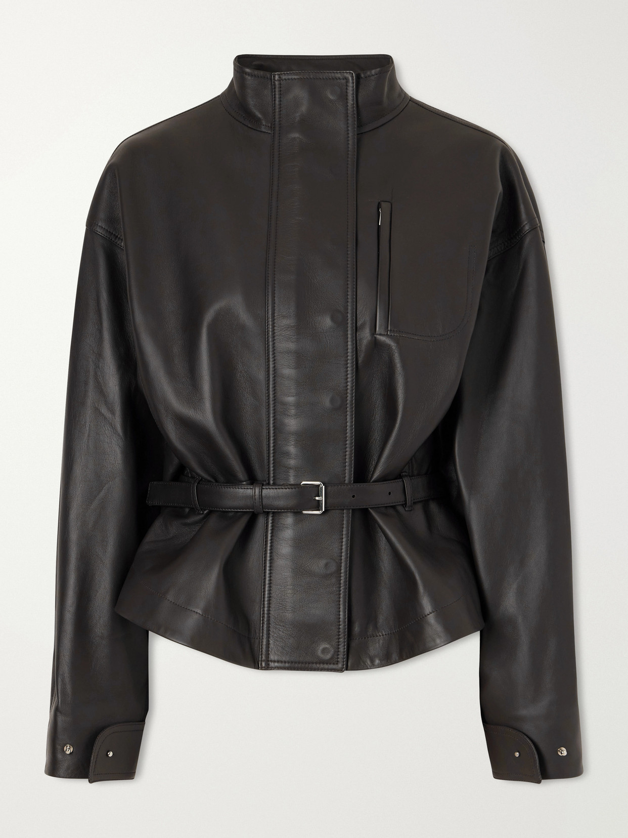 Jacquemus Le Blouson Ciro Belted Leather Jacket In Brown