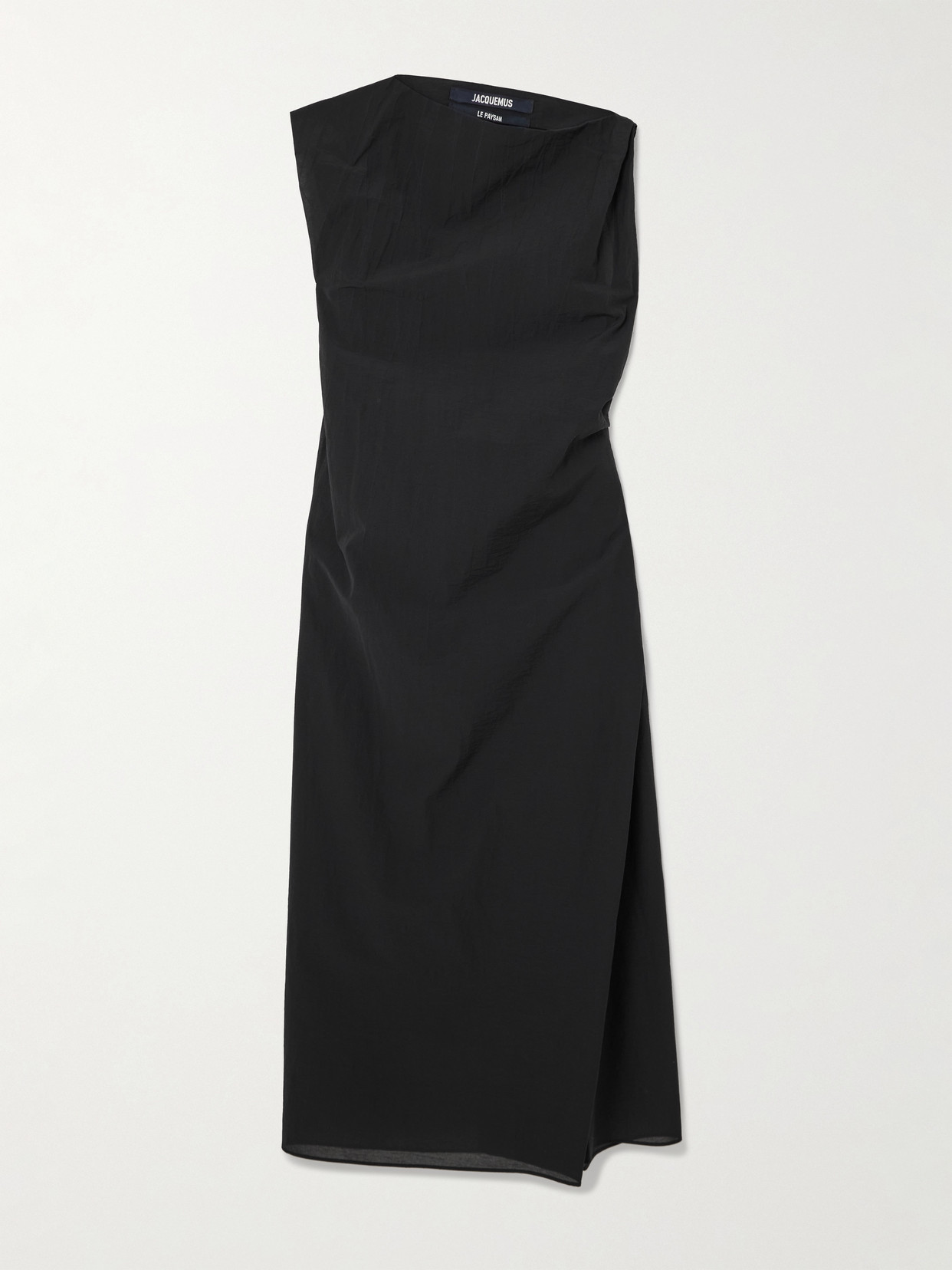 Jacquemus Drap Cotton-blend Poplin Midi Dress In Black