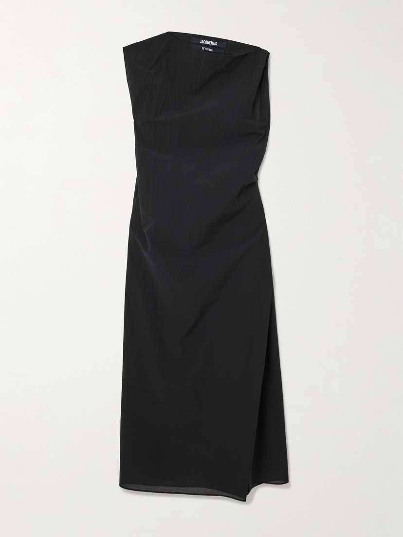 Jacquemus The Drapeado Draped Cotton-blend Gauze Midi Dress