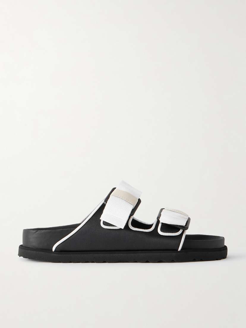 Birkenstock 1774 Arizona Bow-detailed Grosgrain-trimmed Satin Sandals