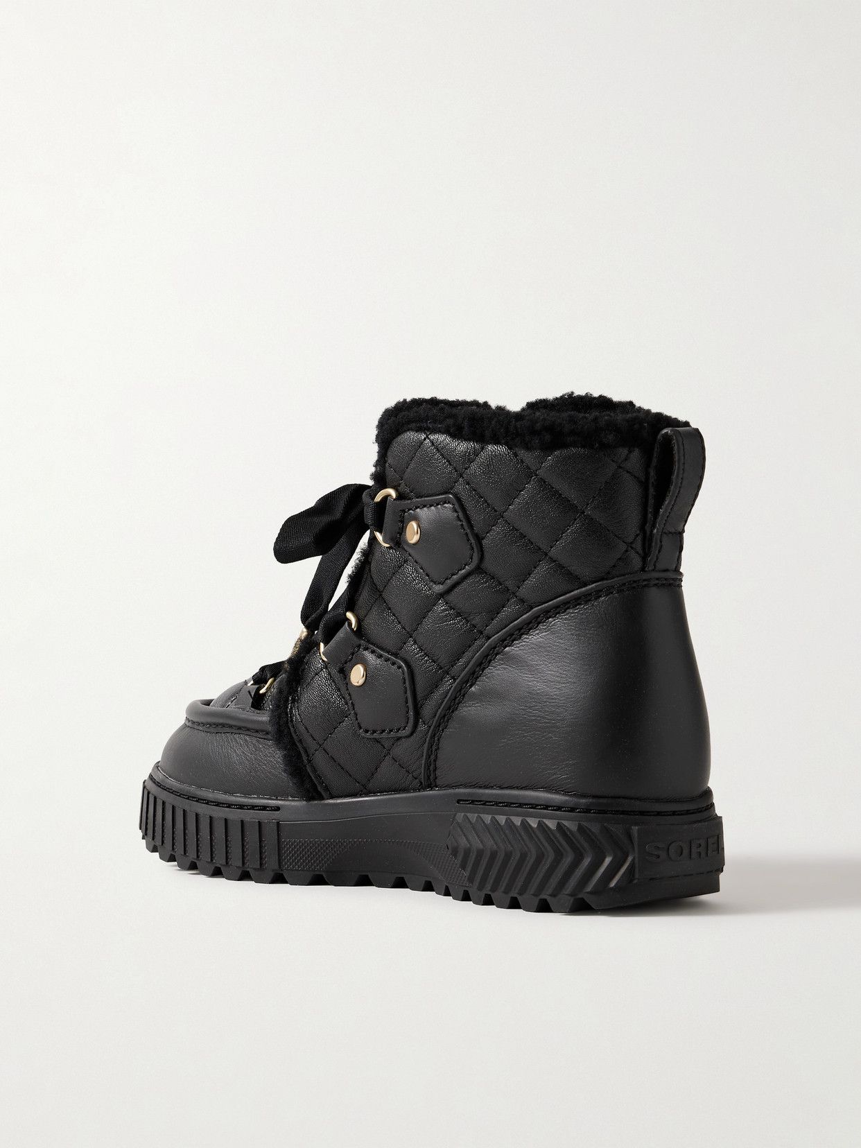 Sorel One Alpine Lux Fleece-lined Quilted Leather Ankle Boots In Multi
