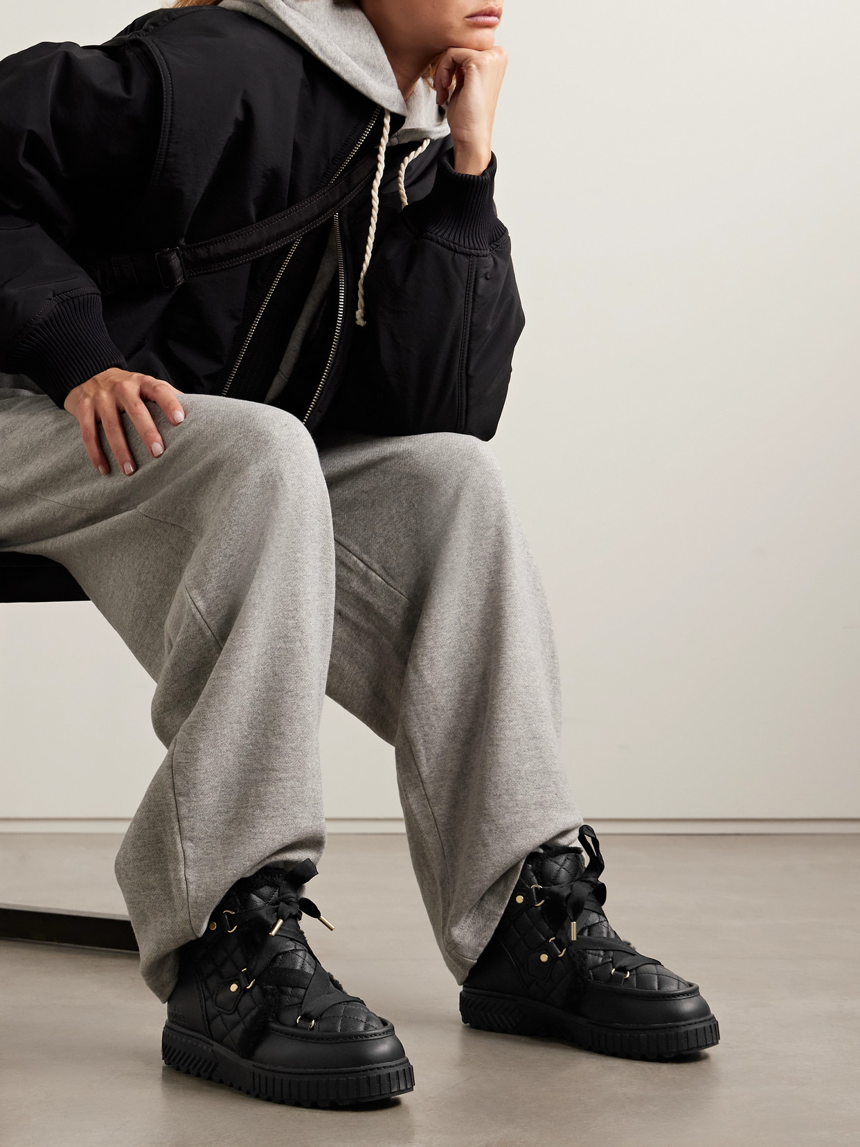 Sorel One Alpine Lux Fleece-lined Quilted Leather Ankle Boots In Multi