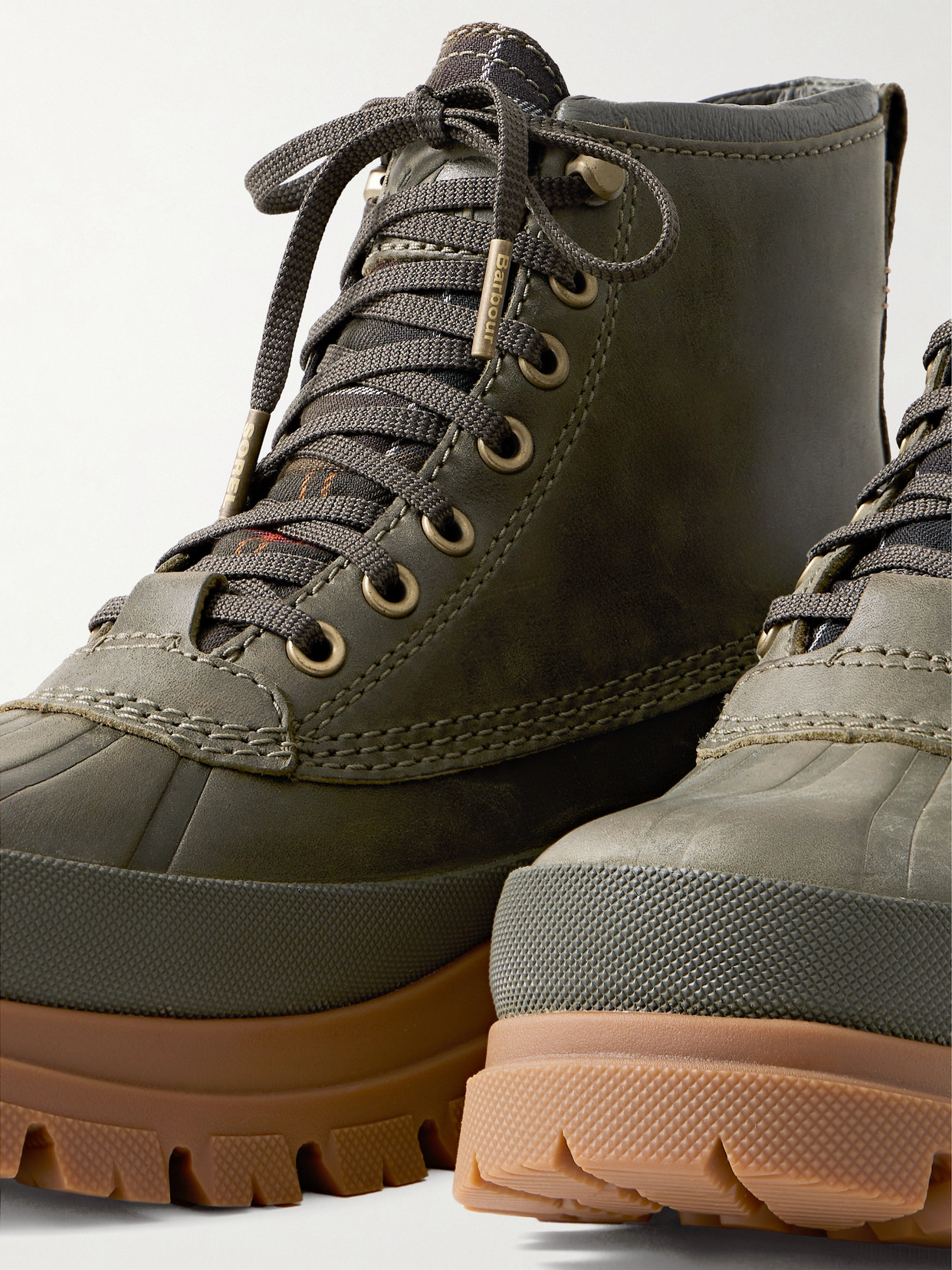 Sorel + Barbour Daystorm Horizon™ Leather And Gore-tex Ankle Boots In Green