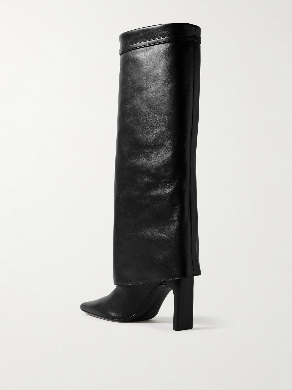 Staud Black Wally Foldover High Heel Tall Boots In Black