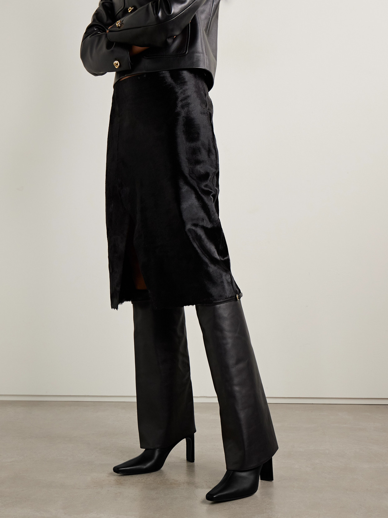 Staud Black Wally Foldover High Heel Tall Boots In Black