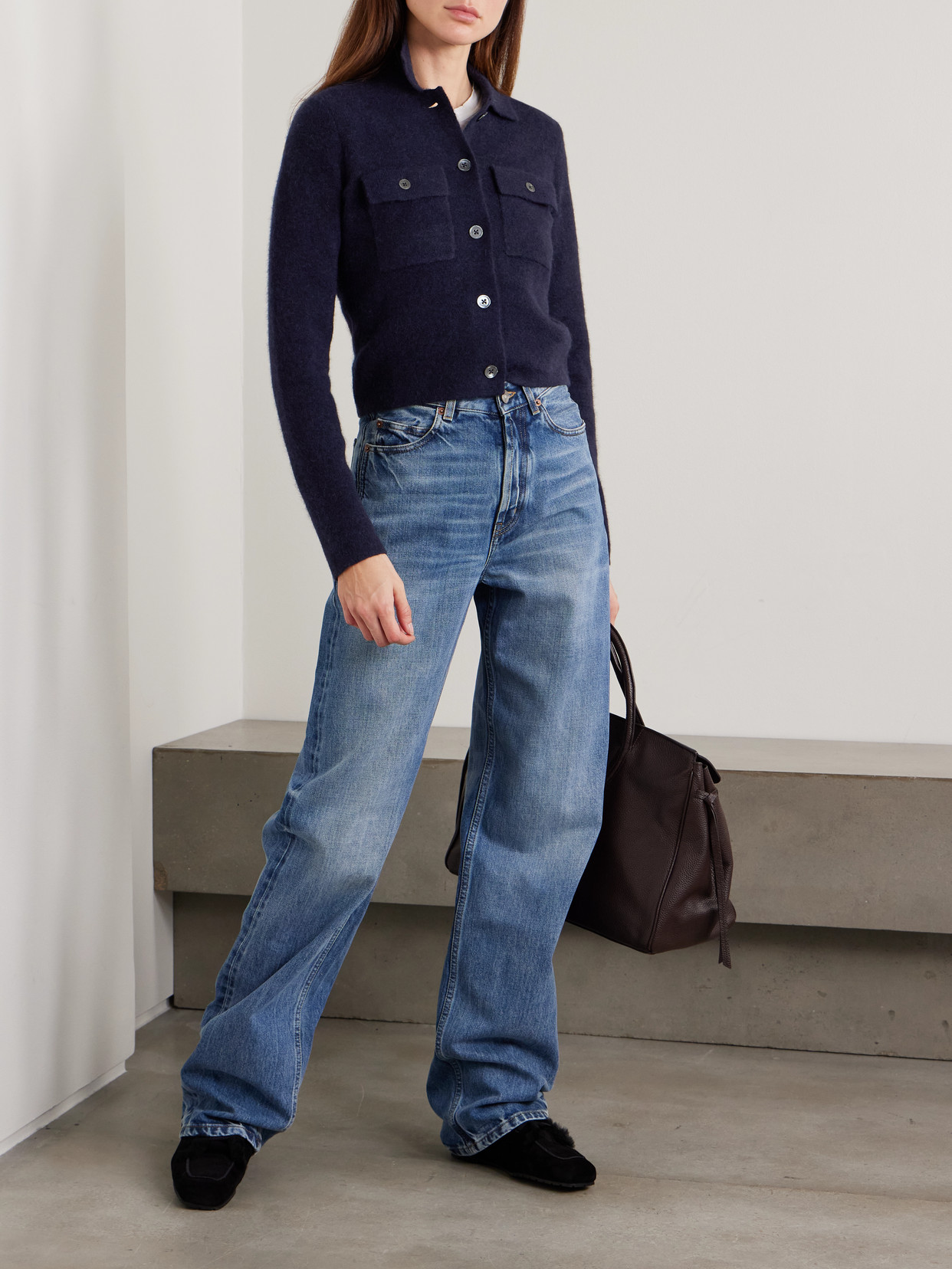 James Perse Stretch-knit Jacket In Blue