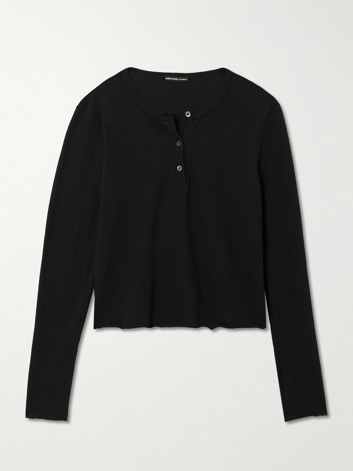 James Perse Slub Cotton-jersey Henley Top In Black