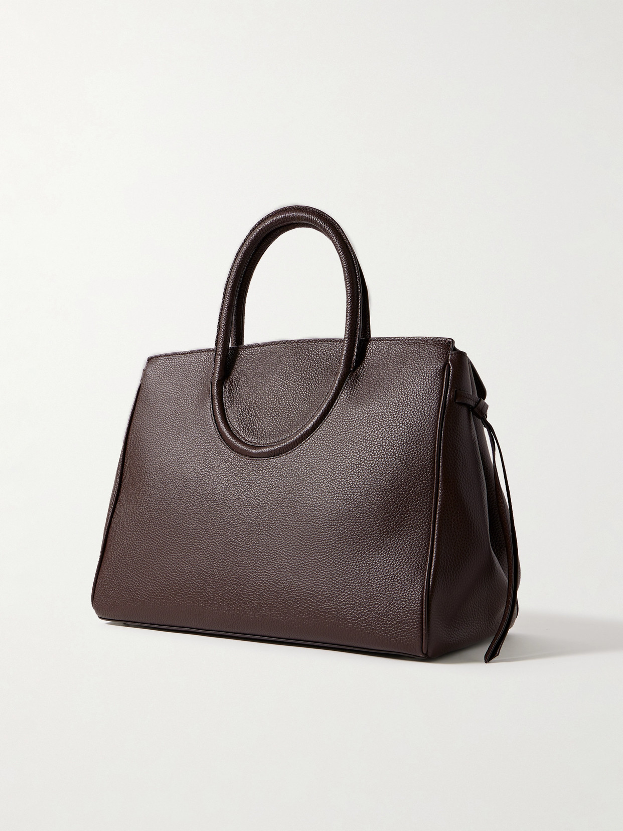 Staud Maude Textured-leather Tote In Brown