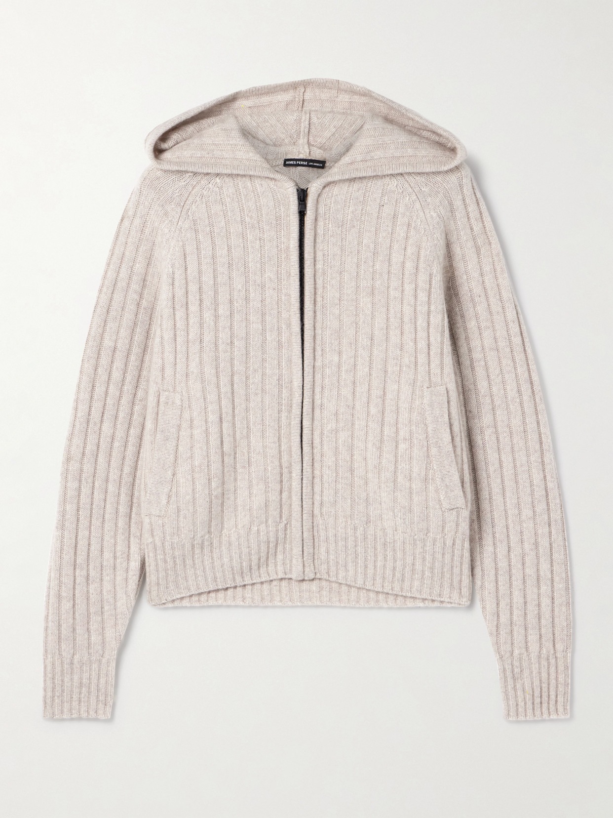 James Perse Ribbed Recycled-cashmere Hoodie In Neutral