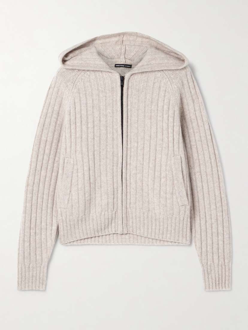 James Perse Ribbed Recycled-cashmere Hoodie