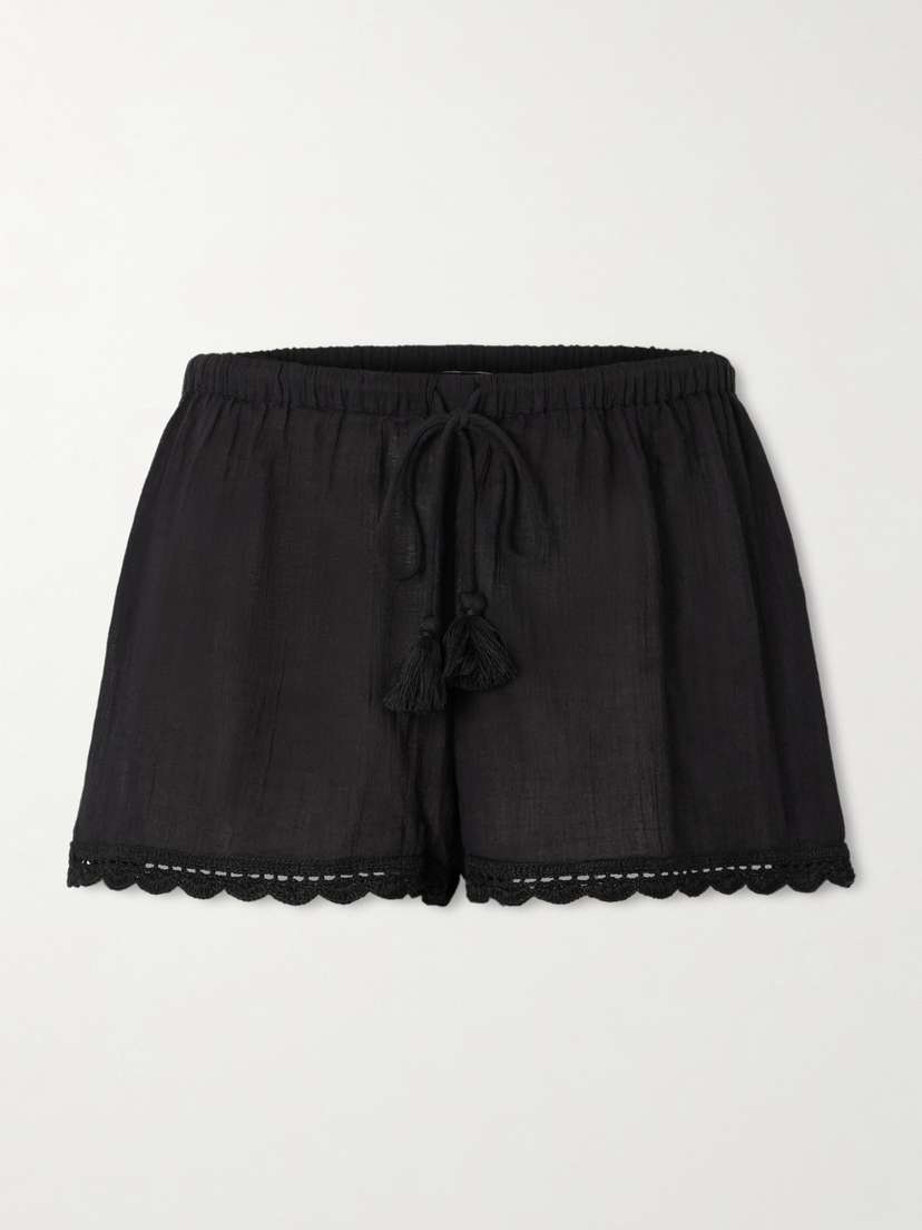 Ulla Johnson Aran Tasseled Crochet-trimmed Cotton Shorts