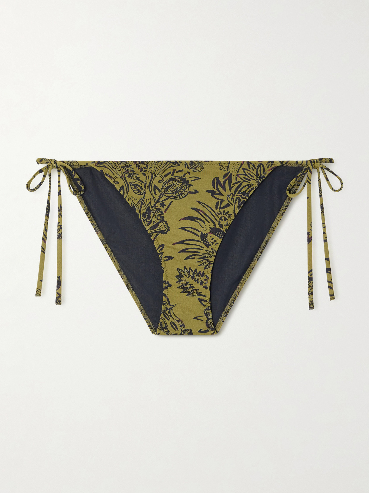 Ulla Johnson Maria Printed Bikini Briefs In Green