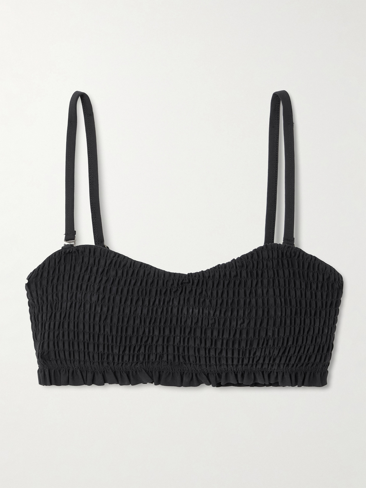 Ulla Johnson Marseille Smocked Bikini Top In Black