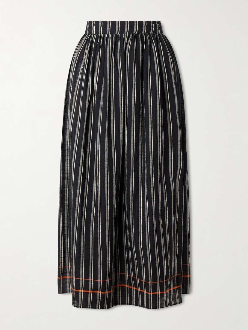 Ulla Johnson Suri Striped Cotton-voile Wrap Midi Skirt