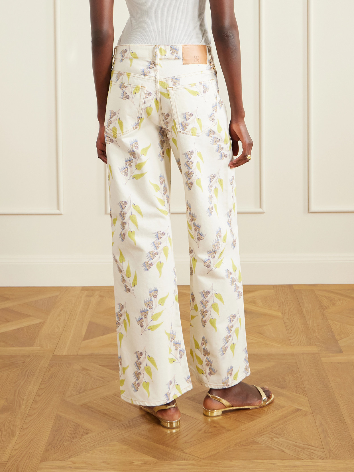 Willow Floral-Print Mid-Rise Wide- Leg