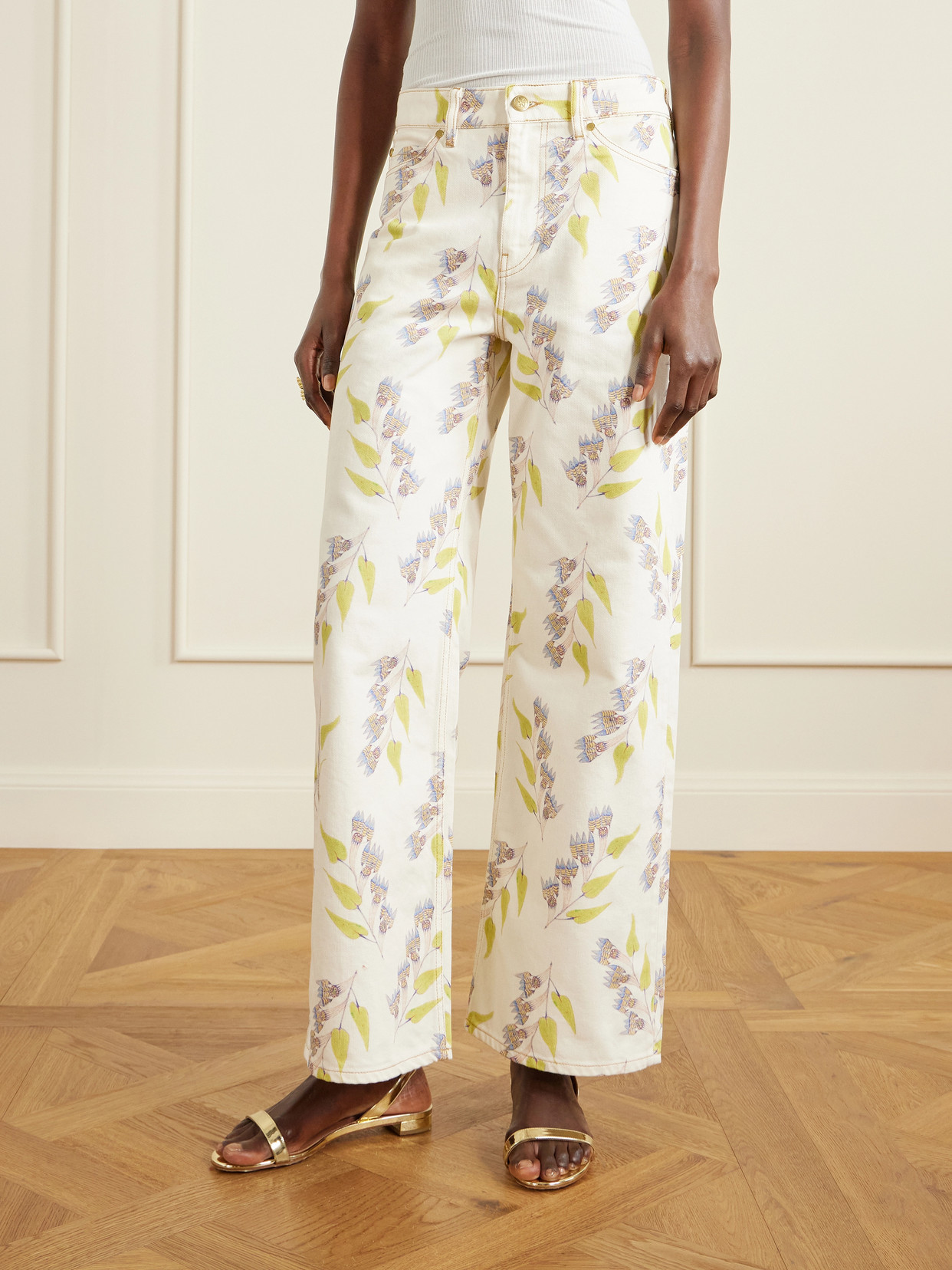 Willow Floral-Print Mid-Rise Wide- Leg
