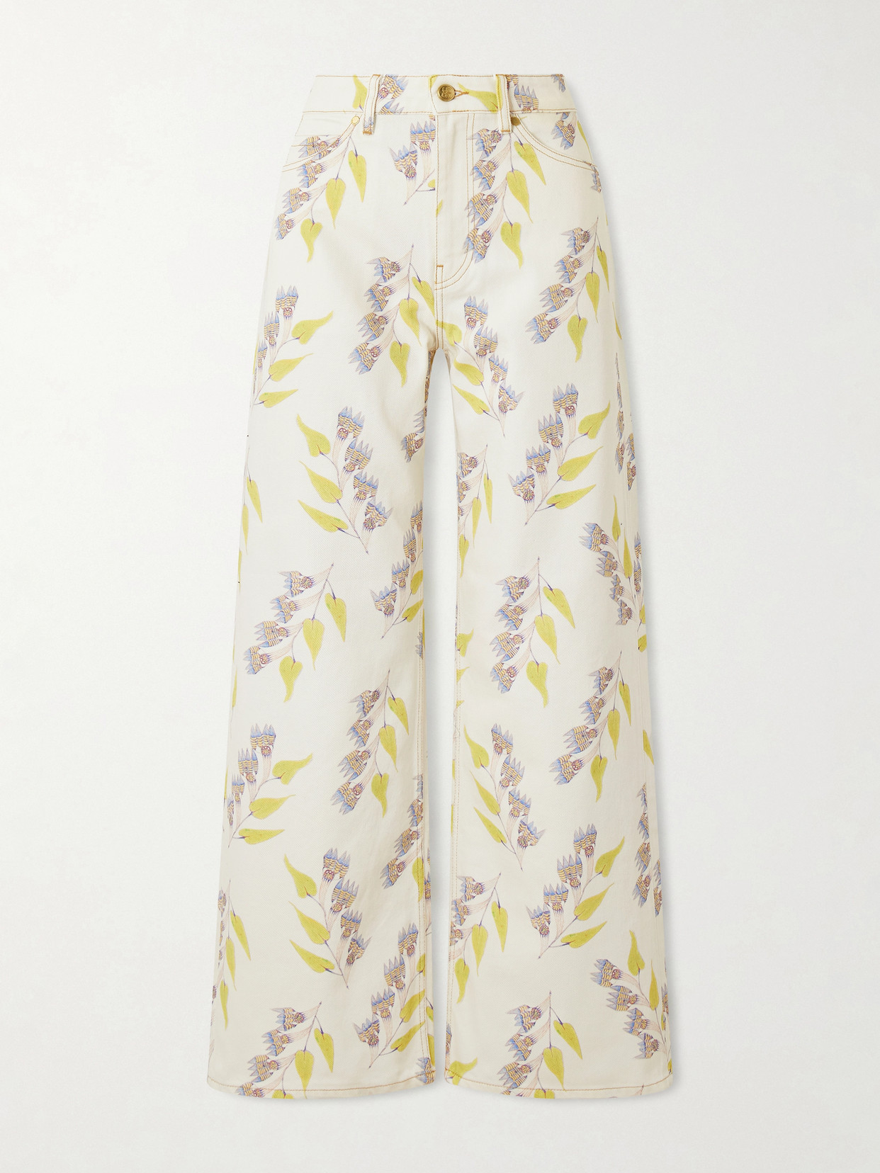 Ulla Johnson Willow Floral-print Mid-rise Wide-leg Jeans In Multi