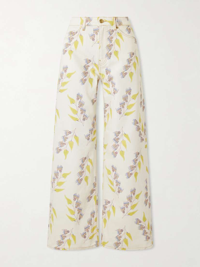 Ulla Johnson Willow Floral-print Mid-rise Wide-leg Jeans