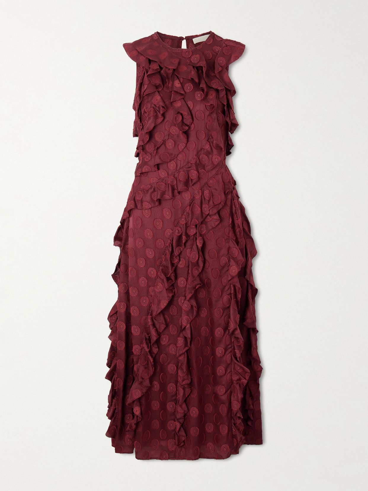 Ulla Johnson Kavita Silk-blend Jacquard Midi Dress In Burgundy