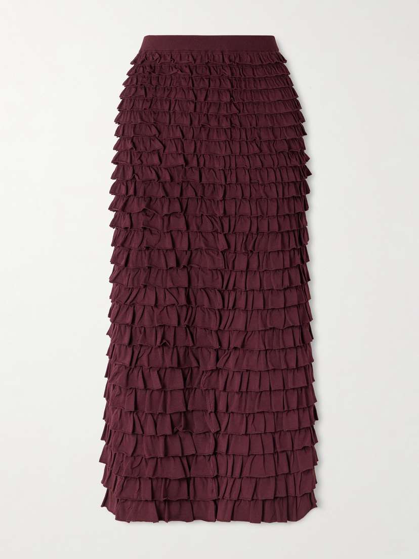 Ulla Johnson Mimi Tiered Ruffled Jersey Midi Skirt