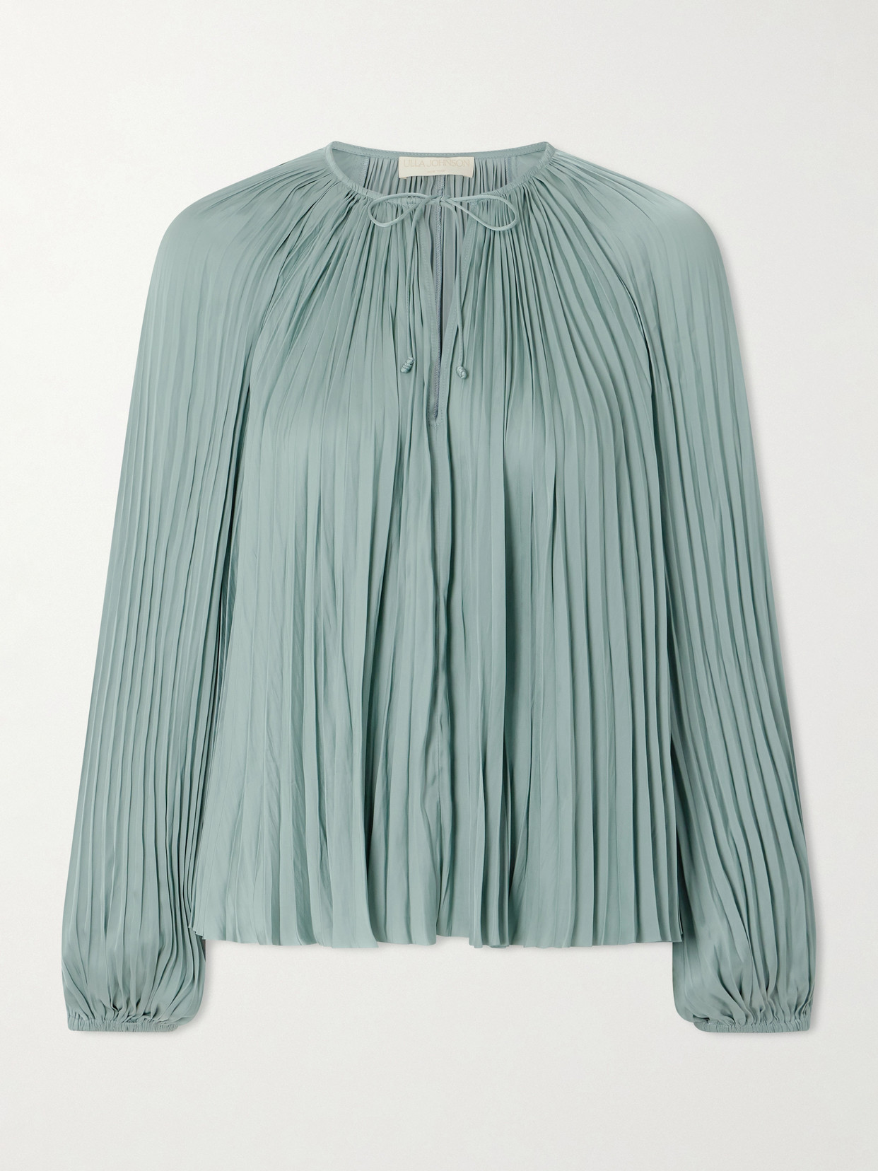 Ulla Johnson Electra Pleated Satin Blouse In Green