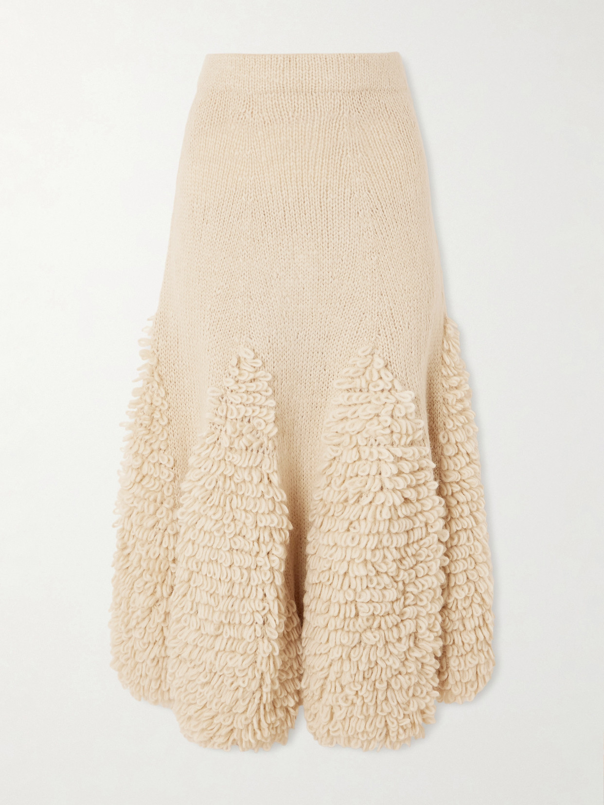 Ulla Johnson Nathalie Ruffled Alpaca-blend Bouclé Midi Skirt In Neutral
