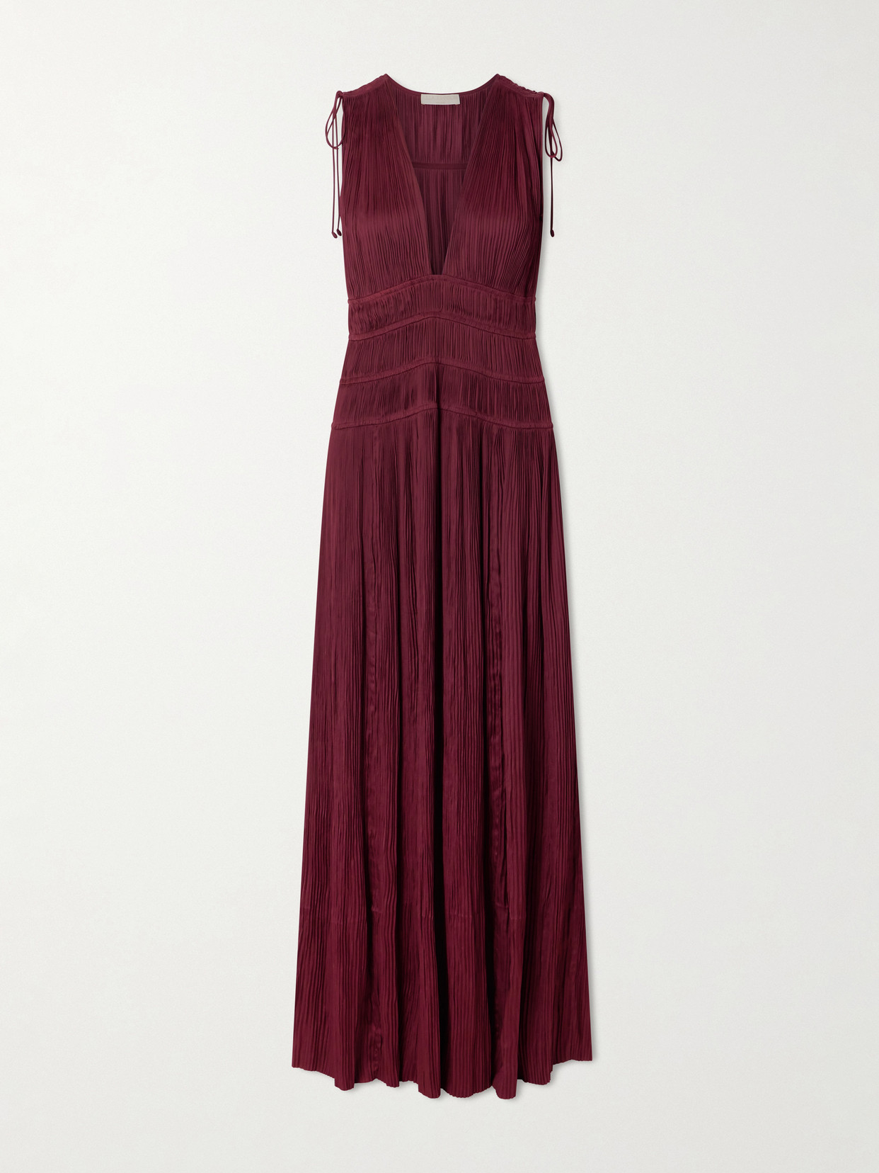 Ulla Johnson Tasneem Plissé-satin Gown In Burgundy