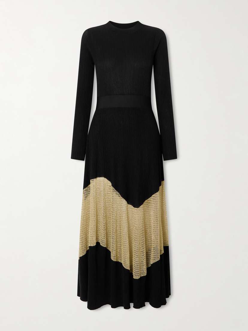 Ulla Johnson Roanne Metallic Knitted Midi Dress