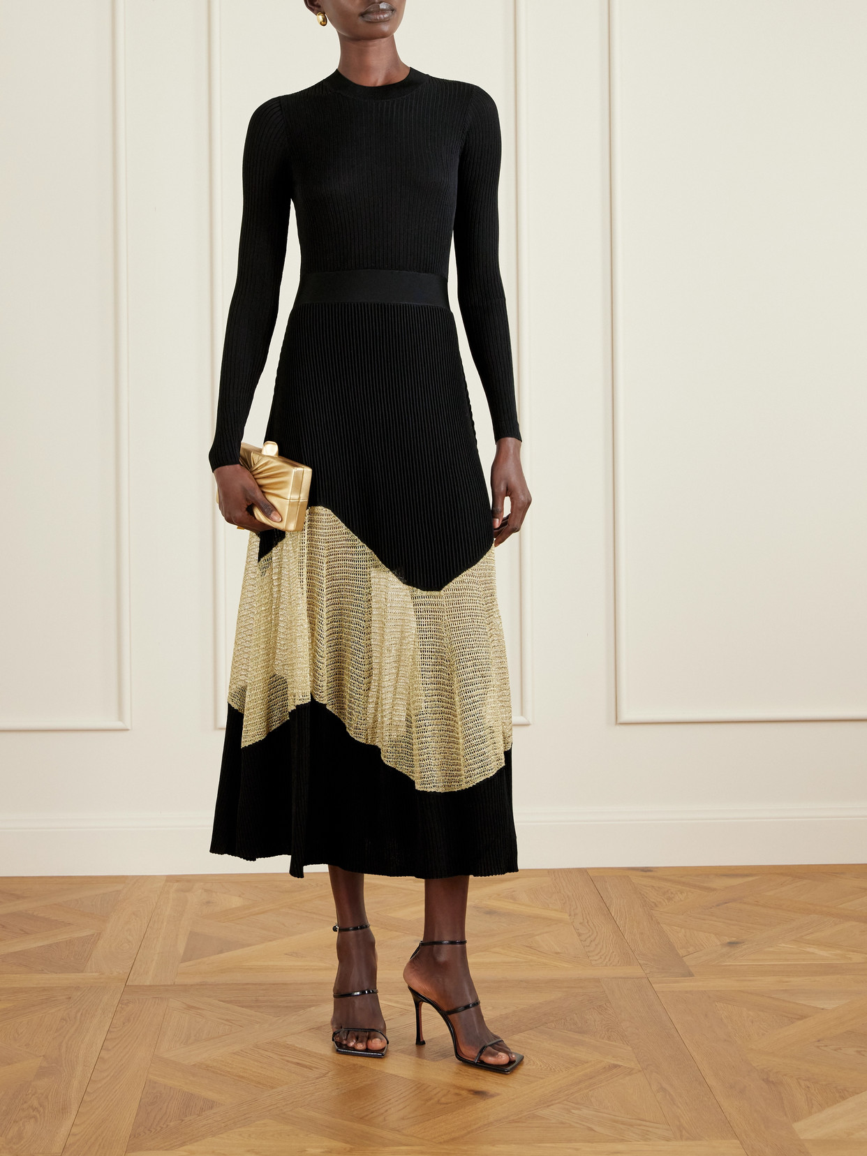 Ulla Johnson Roanne Metallic Knitted Midi Dress In Multi