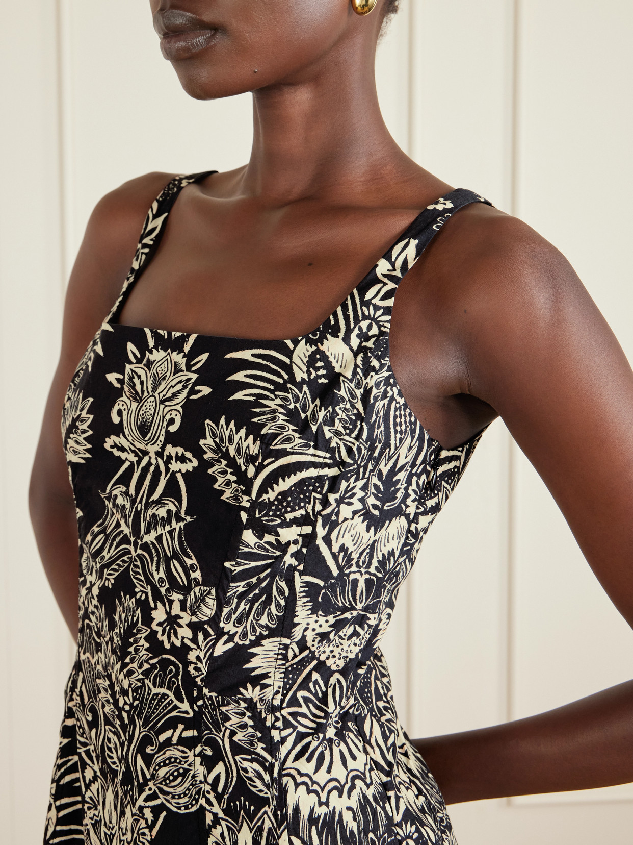 Ulla Johnson Natali Floral-print Cotton Midi Dress In Blue