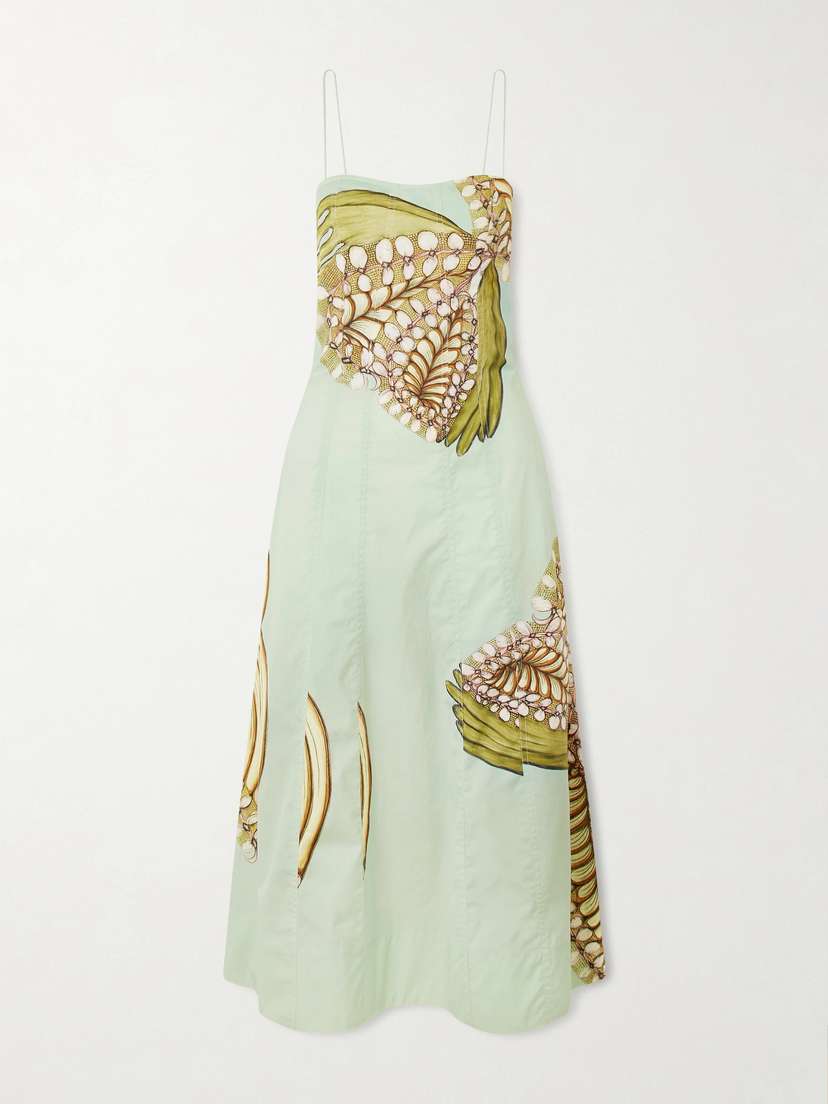 Ulla Johnson Vesela Paneled Printed Cotton-poplin Midi Dress