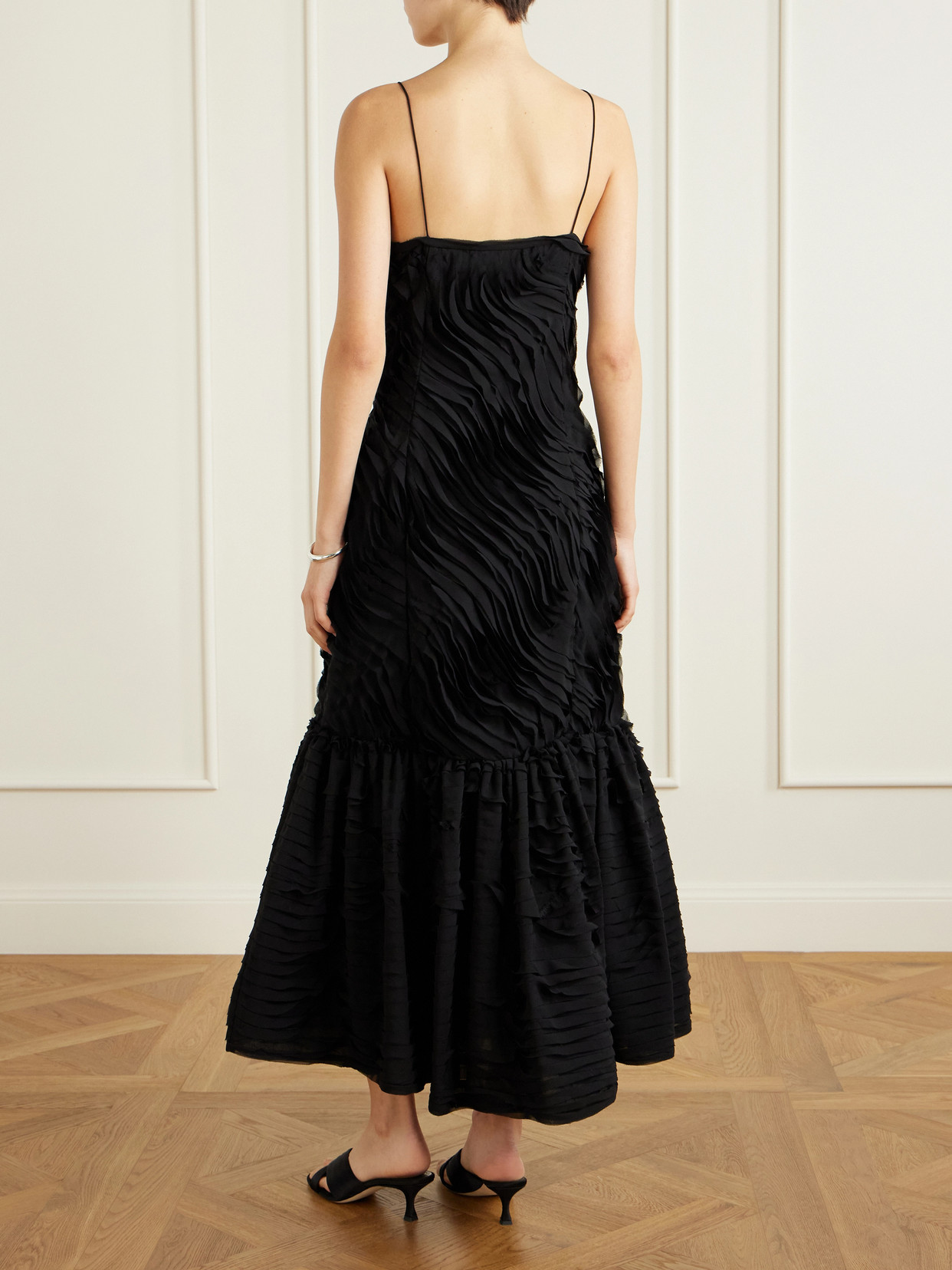 Ulla Johnson Augustina Cami Long Trumpet Dress In Noir In Black
