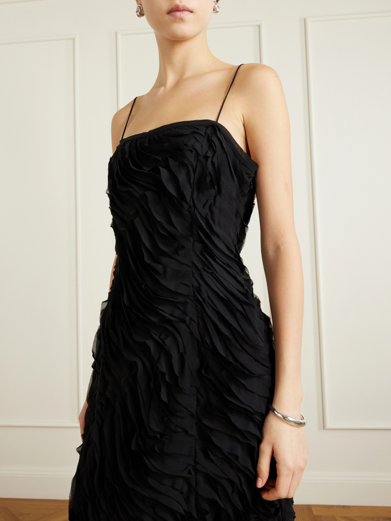 Ulla Johnson Augustina Cami Long Trumpet Dress In Noir In Black