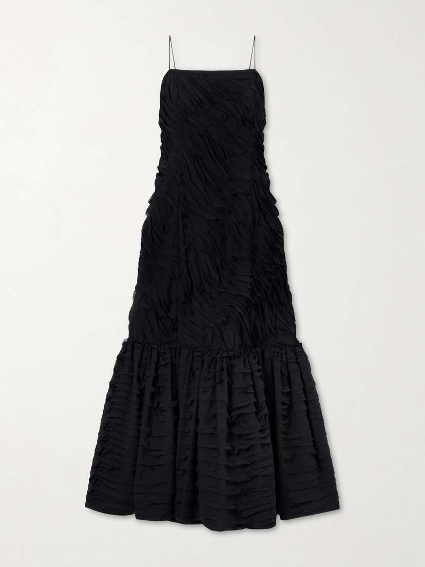 Ulla Johnson Augustina Pleated Chiffon Midi Dress