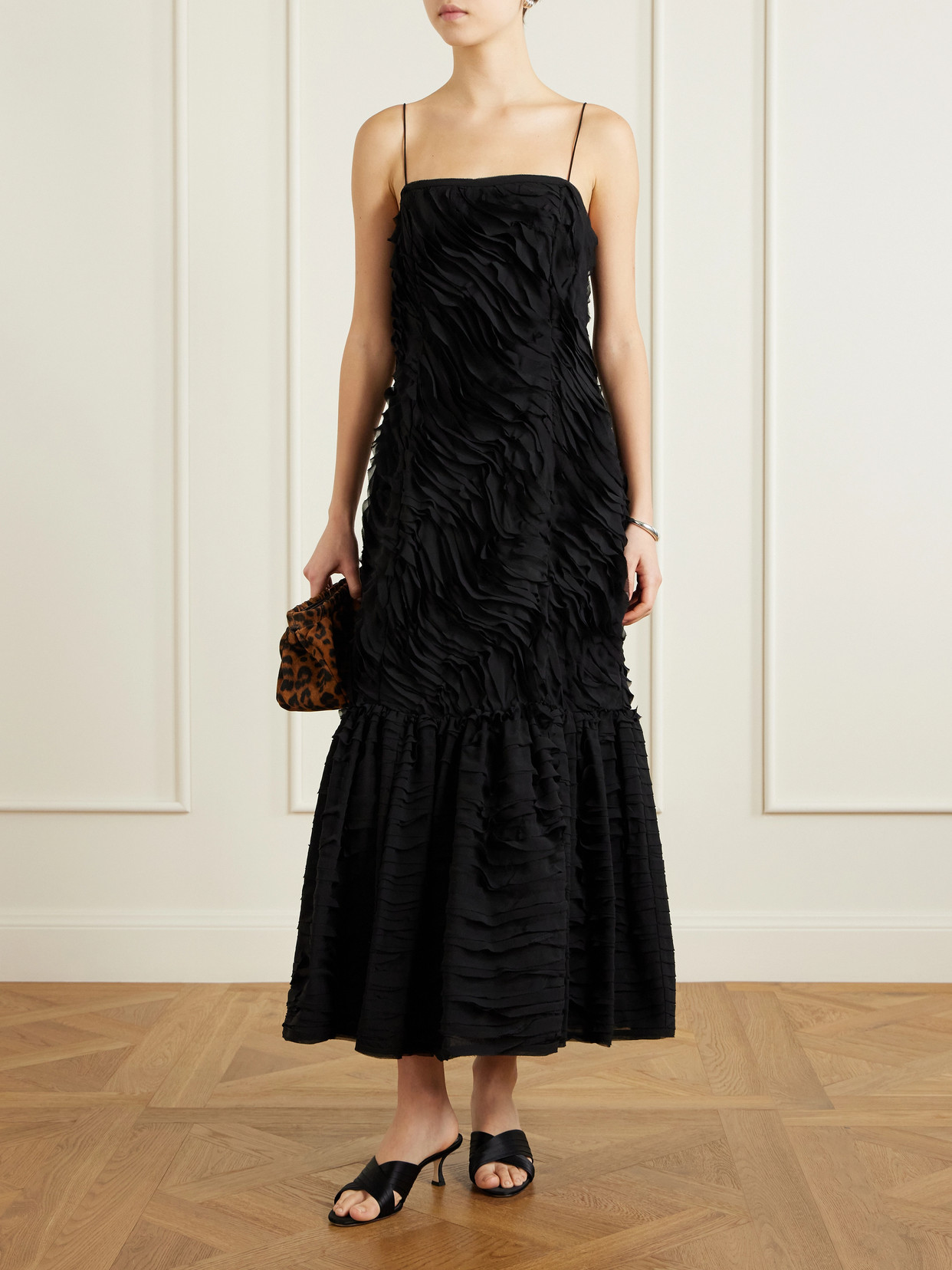 Ulla Johnson Augustina Cami Long Trumpet Dress In Noir In Black