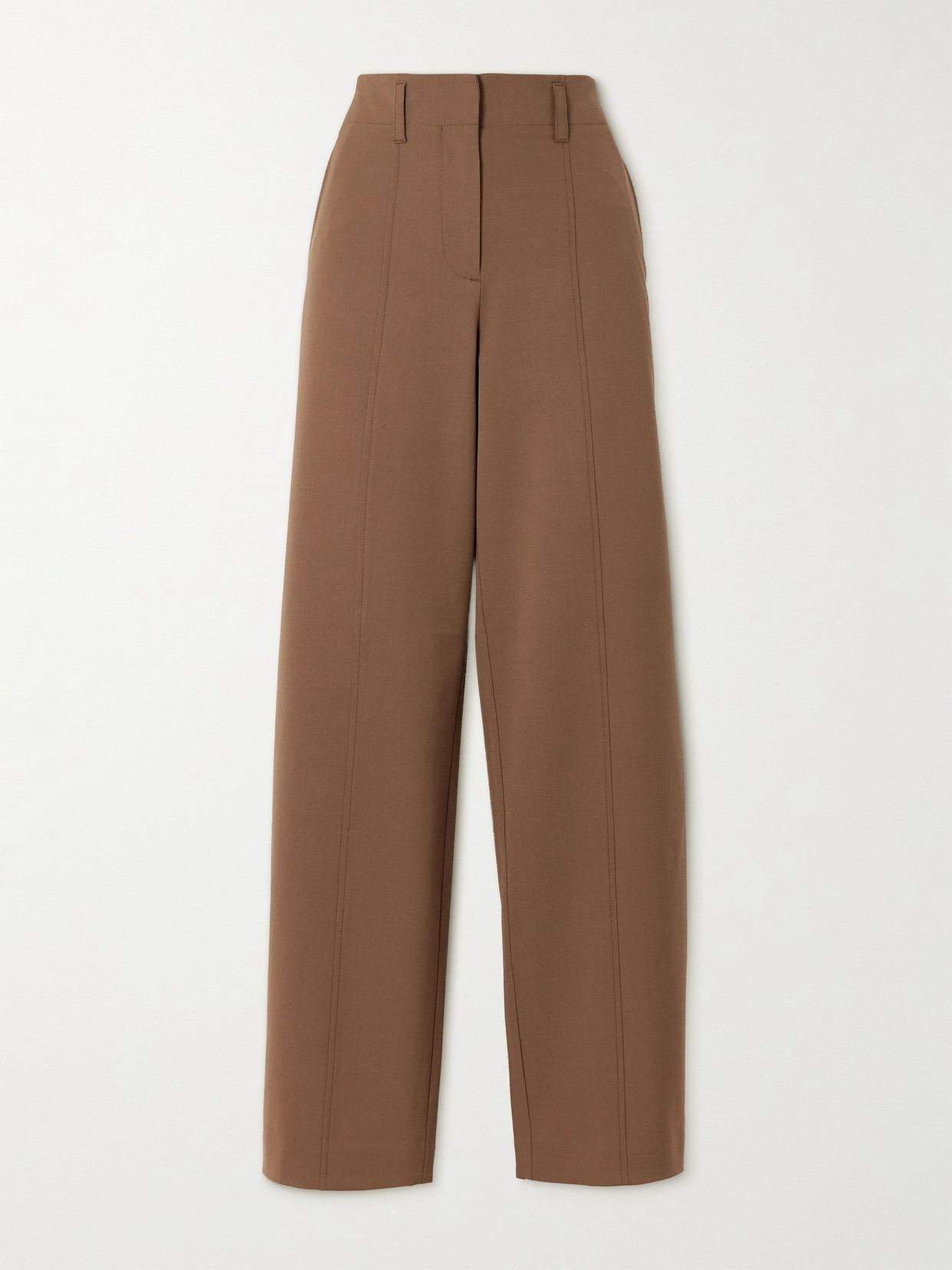 Ulla Johnson Ames Pleated Twill Barrel-leg Pants In Brown